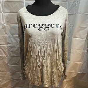 Grey and black Long Sleeve Preggers t-shirt size XL extra large maternity